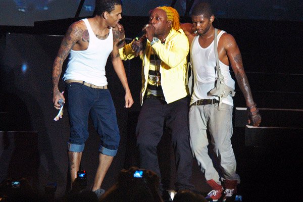 01 usher Chris Brown And Usher Unite Onstage In Jamaica